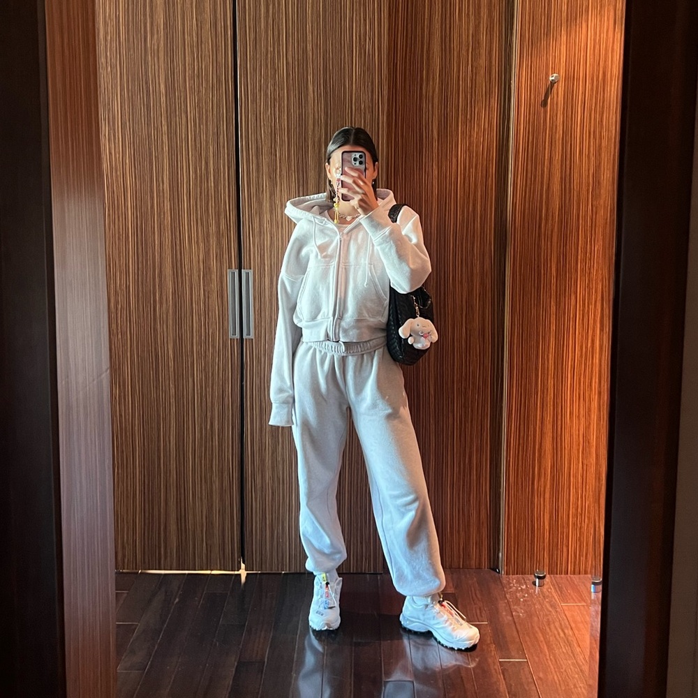 TNA Cozy Fleece Mega Sweats - Heather White